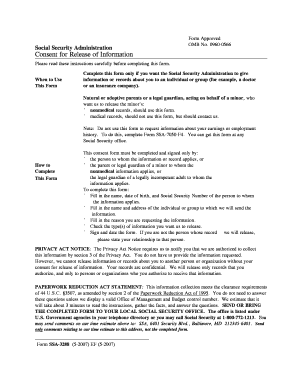 Social Security Administration Consent for Release of Information