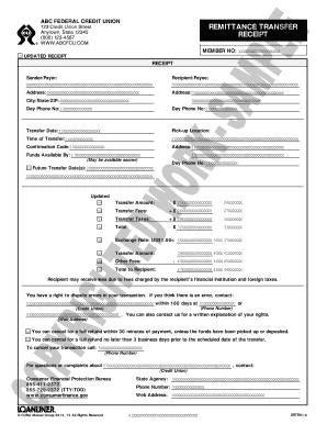 Remittance Transfer Receipt
