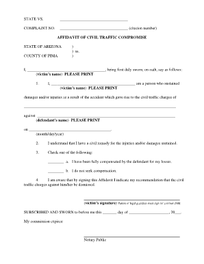 Arizona Civil Traffic Compromise Affidavit