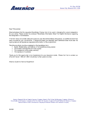 Change of Beneficiary Form - Americo