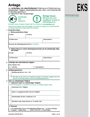 German Self-Employment Income Declaration Form