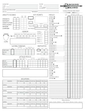 Dungeons and Dragons Character Record Sheet