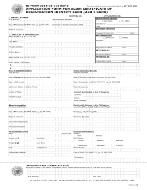 Alien Certificate of Registration Identity Card Application