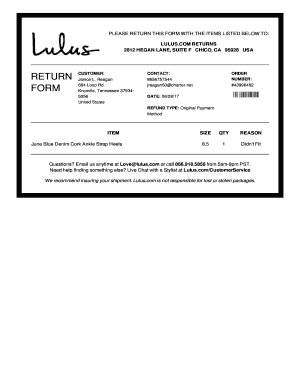 Lulus Return Form
