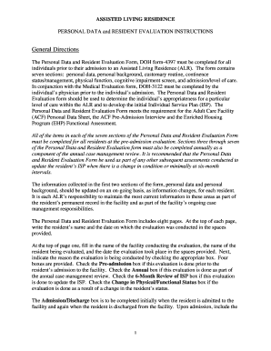 Assisted Living Resident Evaluation Form