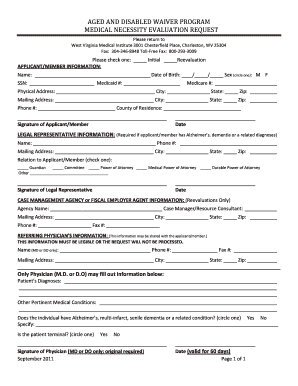 West Virginia Aged and Disabled Waiver Program Form