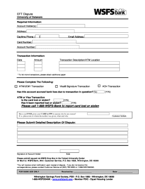 EFT Dispute Form