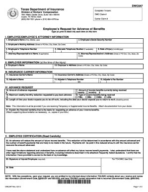 Employee s Request for Advance of Benefits