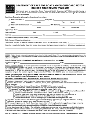 Texas Boat Bonded Title Application