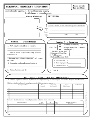 Mississippi Personal Property Rendition Form
