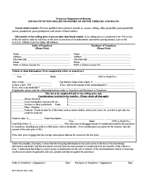 Tennessee Affidavit of Non-Dealer Transfers