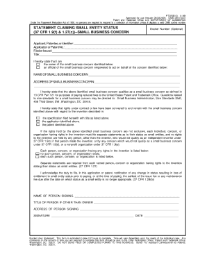 Uspto small entity form