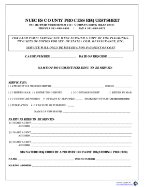 Nueces county process request sheet