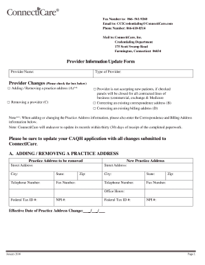 Provider Information Update Form