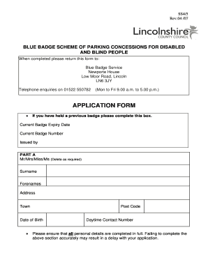 Blue Badge Application Form