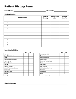 Surgical history template