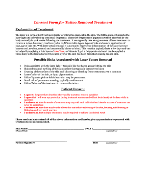 Tattoo removal consent form