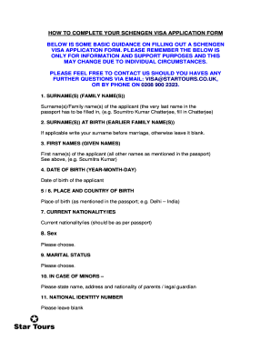Schengen Visa Application Form