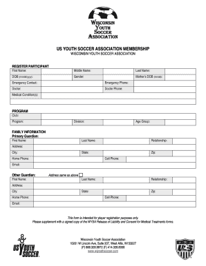Soccer application form