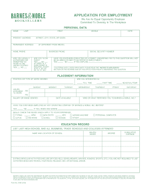Barnes and Noble Employment Application