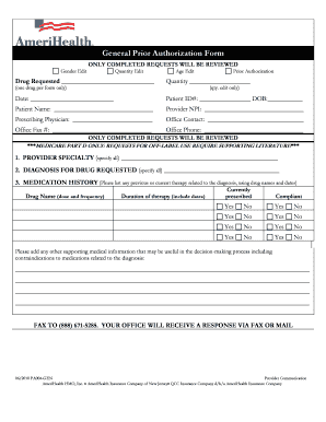 General Prior Authorization Form - AmeriHealth