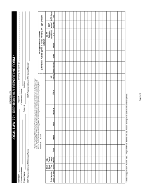 Local Law 77 DEP Monthly Reporting Form
