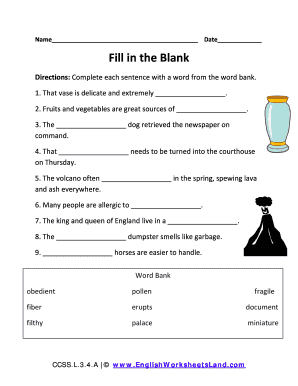 Fill in the Blank Worksheet