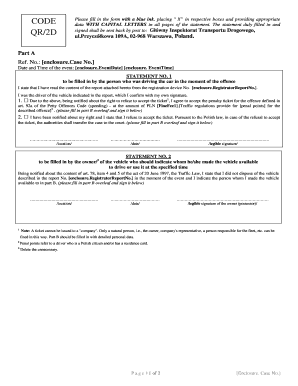 Polish Traffic Violation Statement