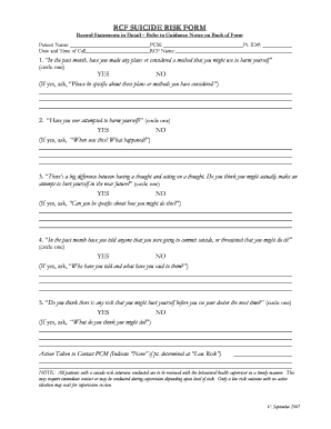 RCF Suicide Risk Form