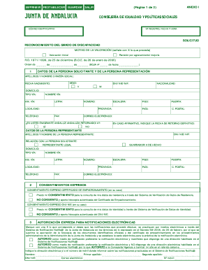 Solicitud Reconocimiento Grado Discapacidad - Junta de Andaluc a - andaluciajunta