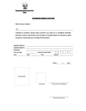 PASAPORTE - EXPEDICION - DECLARACION JURADA DE IDENTIDAD