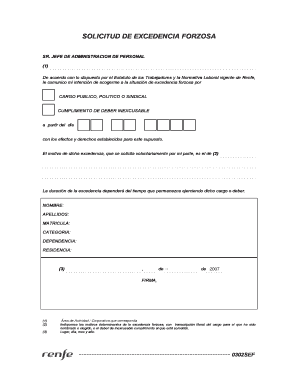 SOLICITUD DE EXCEDENCIA FORZOSA T tulo III Licencias y suspensiones de la relaci n laboral - sff-cgt