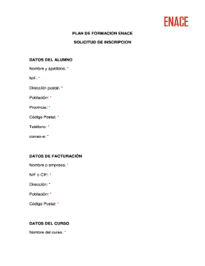 PLAN DE FORMACION ENACE SOLICITUD DE INSCRIPCION - enace