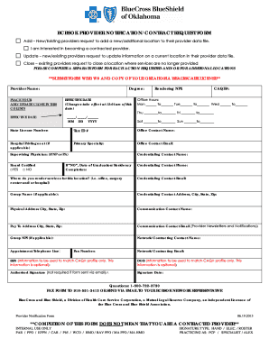 BCBSOK Provider Notification Form