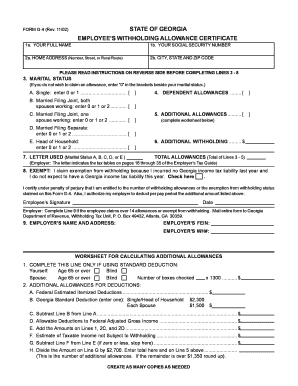 Georgia Employee s Withholding Allowance Certificate