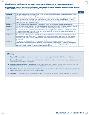 Checklist and guide to the enclosed Bereavement Request to close accounts form - nationwide co