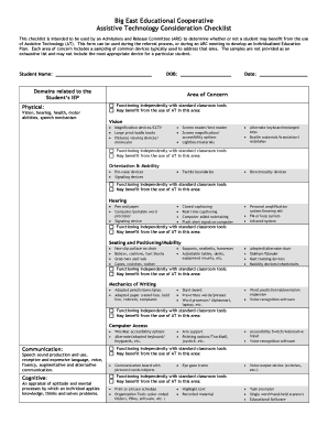 Assistive Technology Consideration Checklist