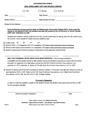 Authorization Form B - Dual Enrollment