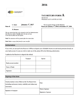 Sint Maarten Tax Return Form A