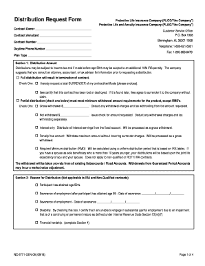 Protective Life Distribution Request Form