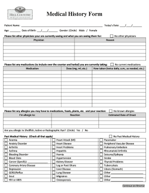 Medical History Form