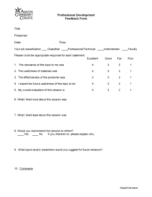 Professional Development Feedback Form