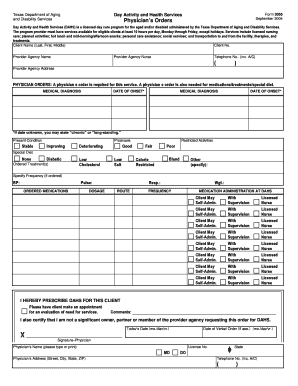 Texas DAHS Physician s Orders Form 3055