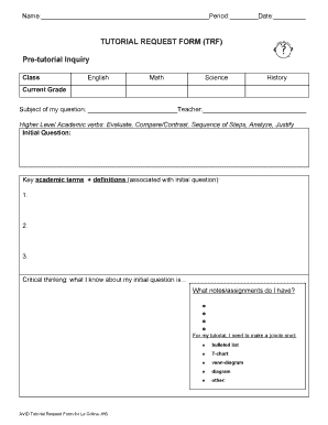 AVID Tutorial Request Form
