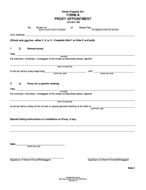 Strata Property Act Proxy Appointment Form