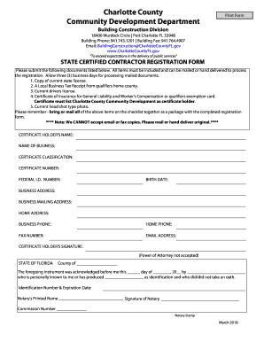 State Certified Contractor Registration Form