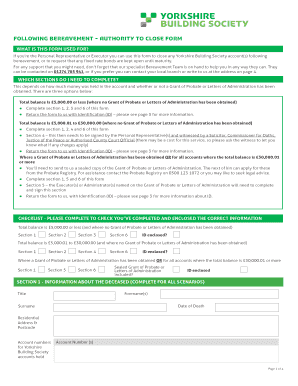 Bereavement Account Closure Form