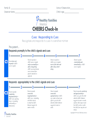 CHEEERS Check-In Parent Observation Form