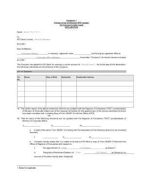 Company Director Declaration Form