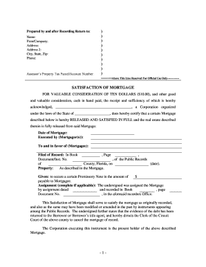 Satisfaction of Mortgage Form